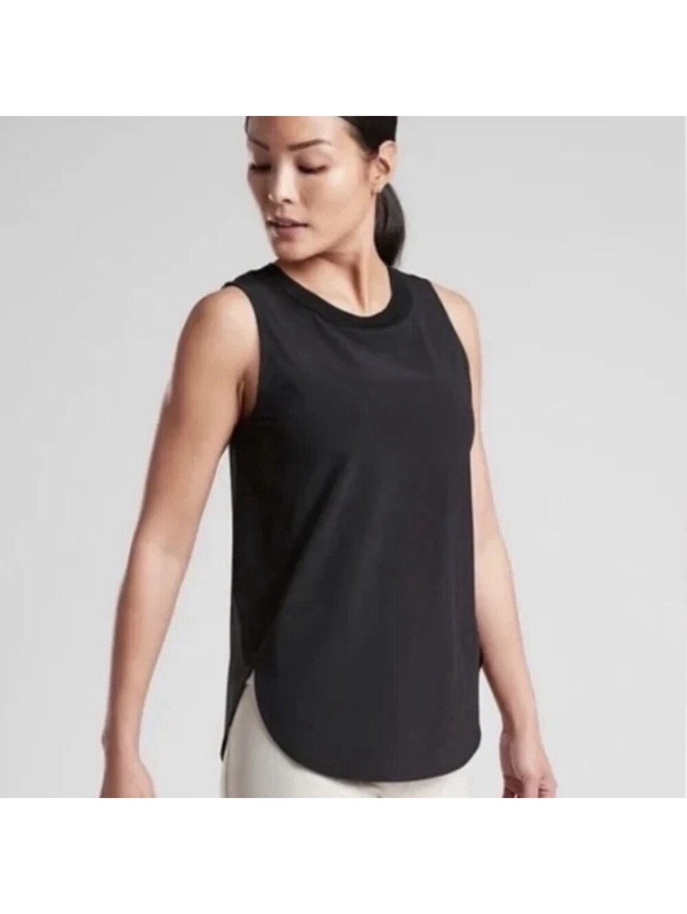 Athleta Zephyr Refined Tank Top Shirt Black Sleeveless Top Size XS